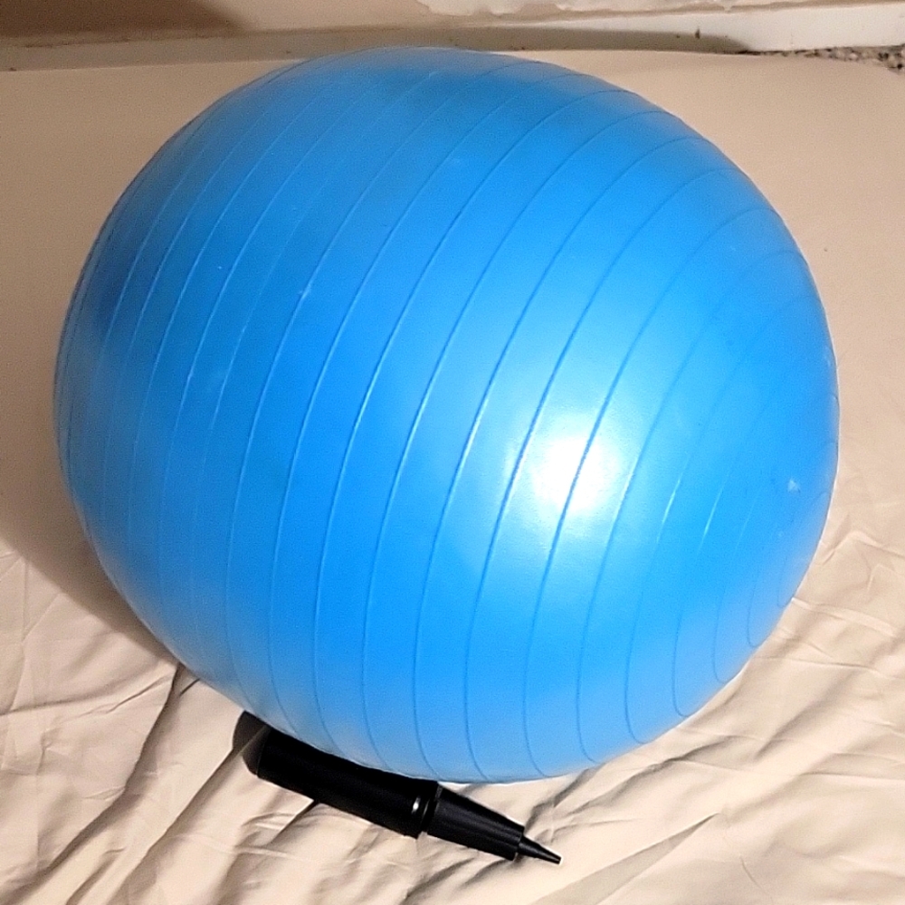 Extra Thick Blue Yoga Ball with Pump